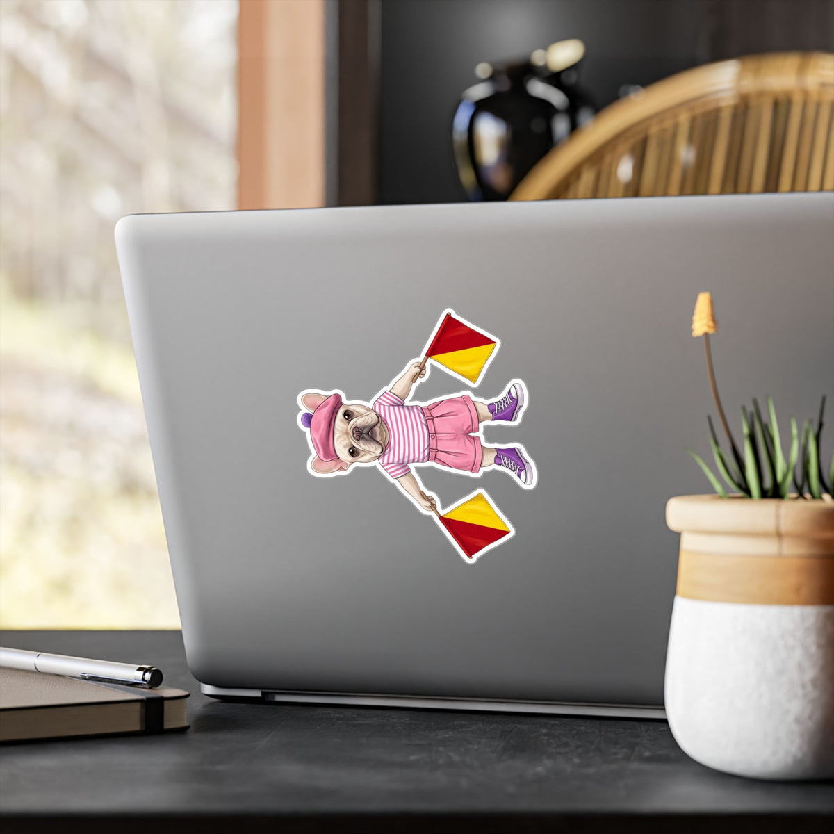 Semaphore Frenchie ‘A’ Kiss-Cut Vinyl Sticker | Wild Follies: Dispatches from Australia