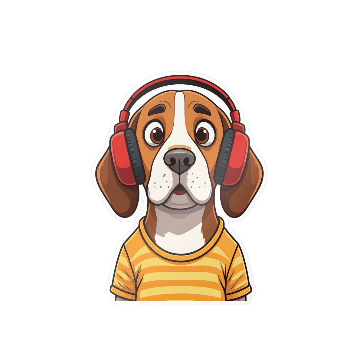 The Startled Hound - Beagle with Headphones Kiss-Cut Vinyl Sticker