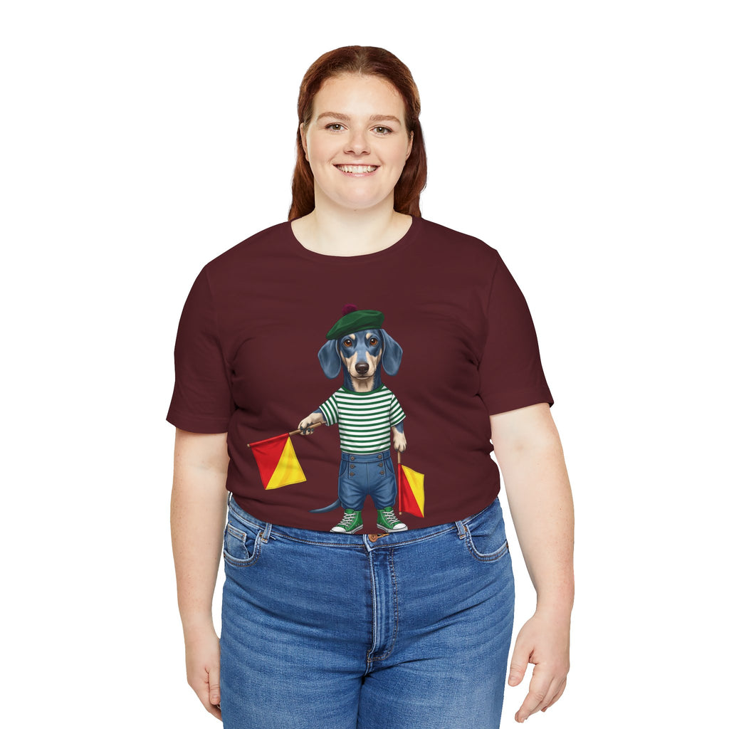 A is for Ayers Rock: Blue Dachshund Semaphore Graphic Tee