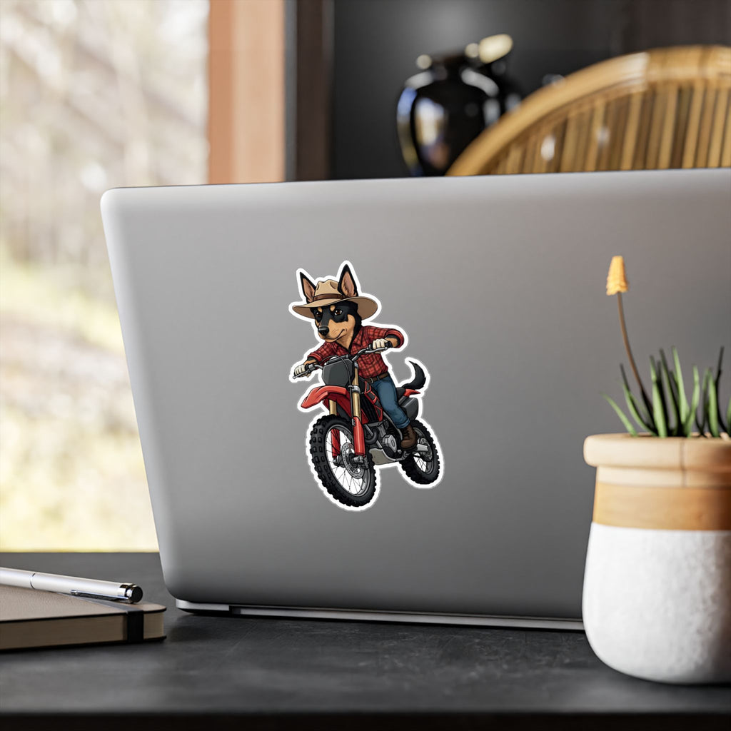 Dirt Bike Kelpie Vinyl Sticker — Kiss-Cut Decal for Helmets, Laptops & Water Bottles