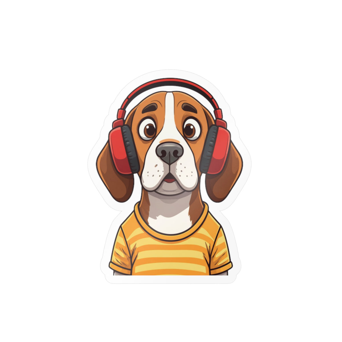 The Startled Hound - Beagle with Headphones Kiss-Cut Vinyl Sticker