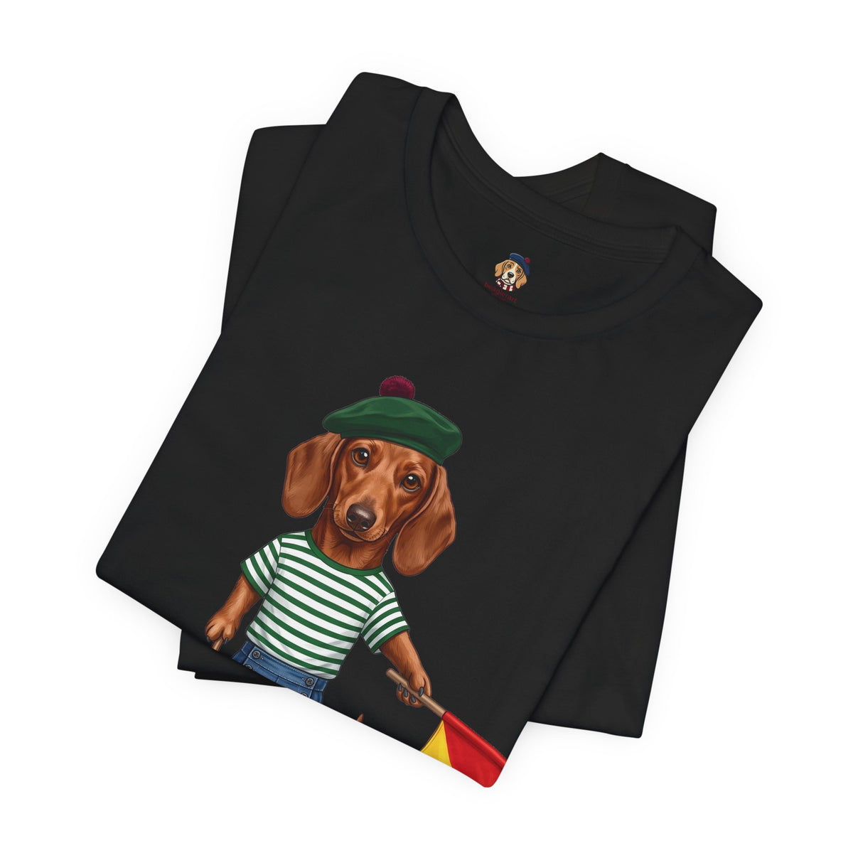 Semaphore Dachshund Graphic Unisex T-Shirt – Letter B | Maritime Signal Dog Tee