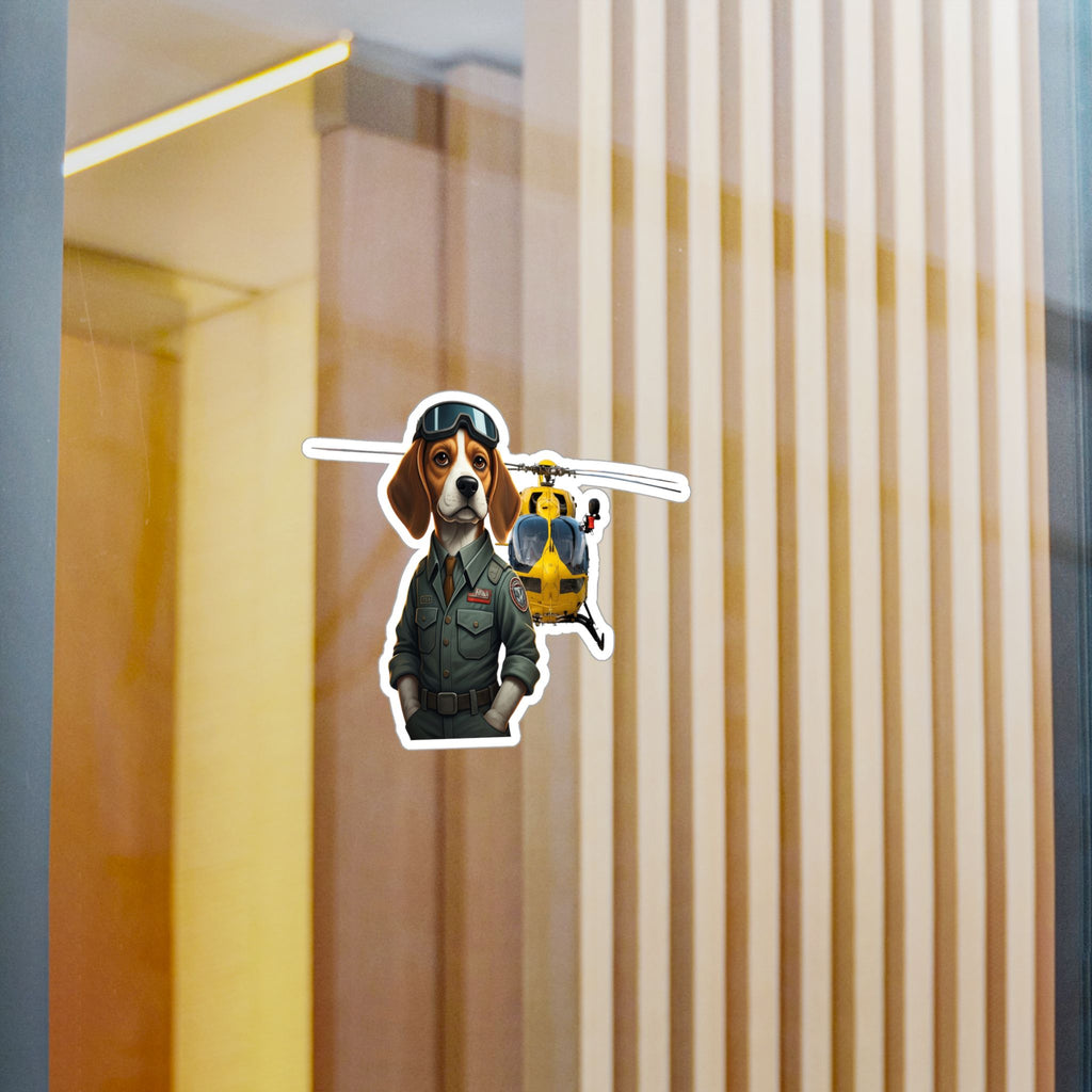 Pilot Beagle Sticker — Vintage Helicopter Pilot Kiss-Cut Vinyl Decal
