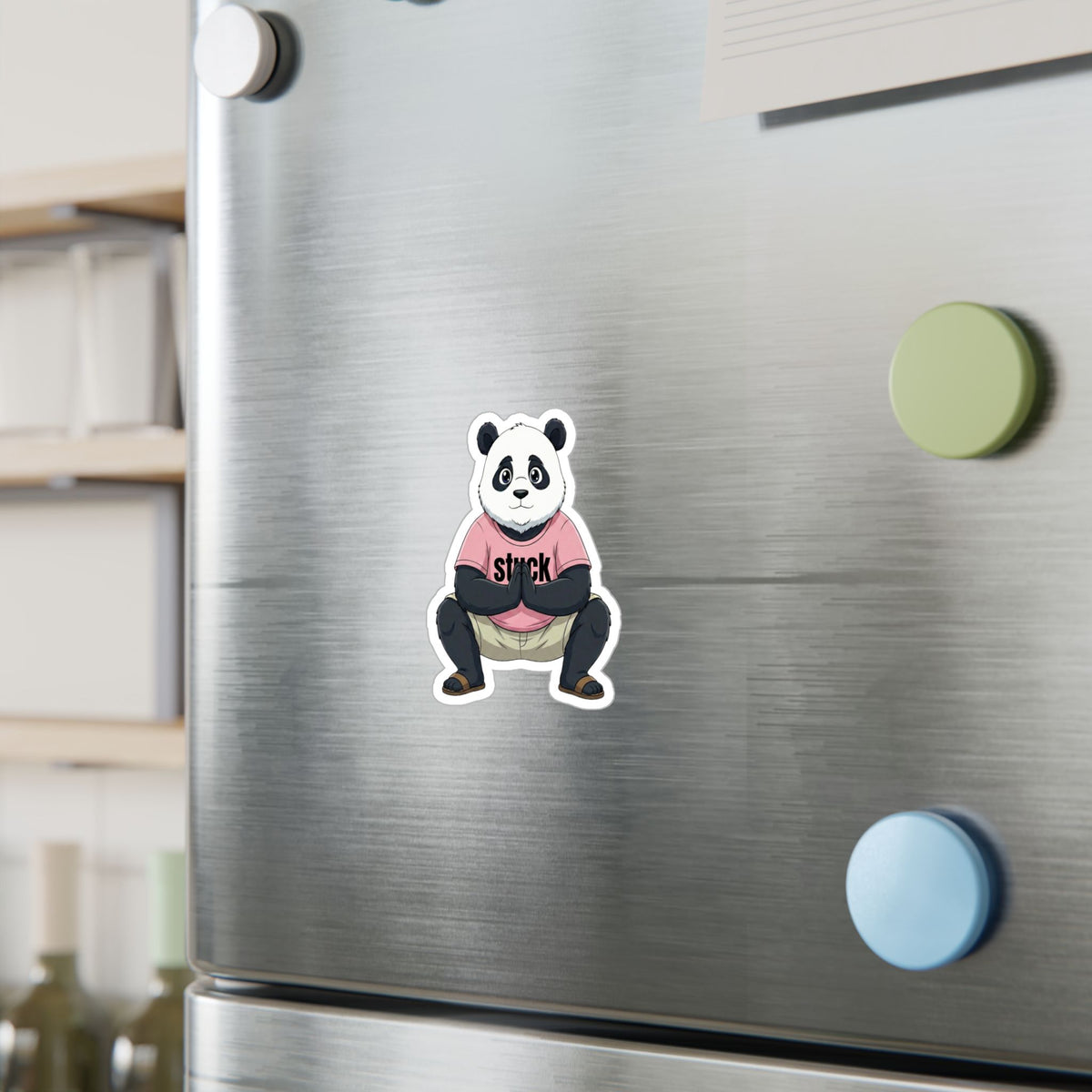 Stuck Panda Vinyl Sticker – Waterproof Zen Yoga Decal for Laptops & Water Bottles