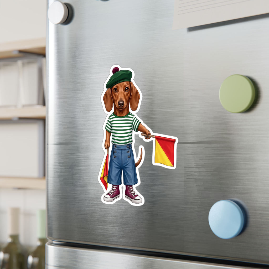 Semaphore Dachshund Vinyl Sticker - Letter B