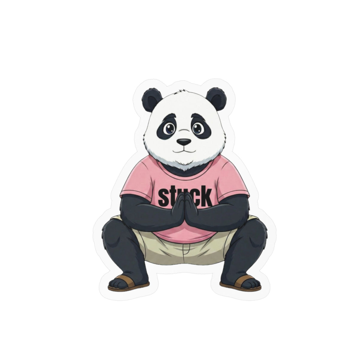 Stuck Panda Vinyl Sticker – Waterproof Zen Yoga Decal for Laptops & Water Bottles