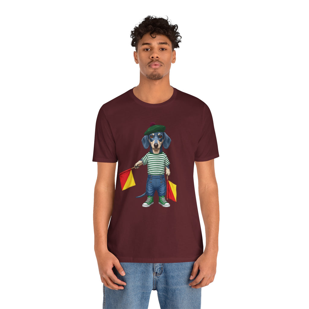 A is for Ayers Rock: Blue Dachshund Semaphore Graphic Tee