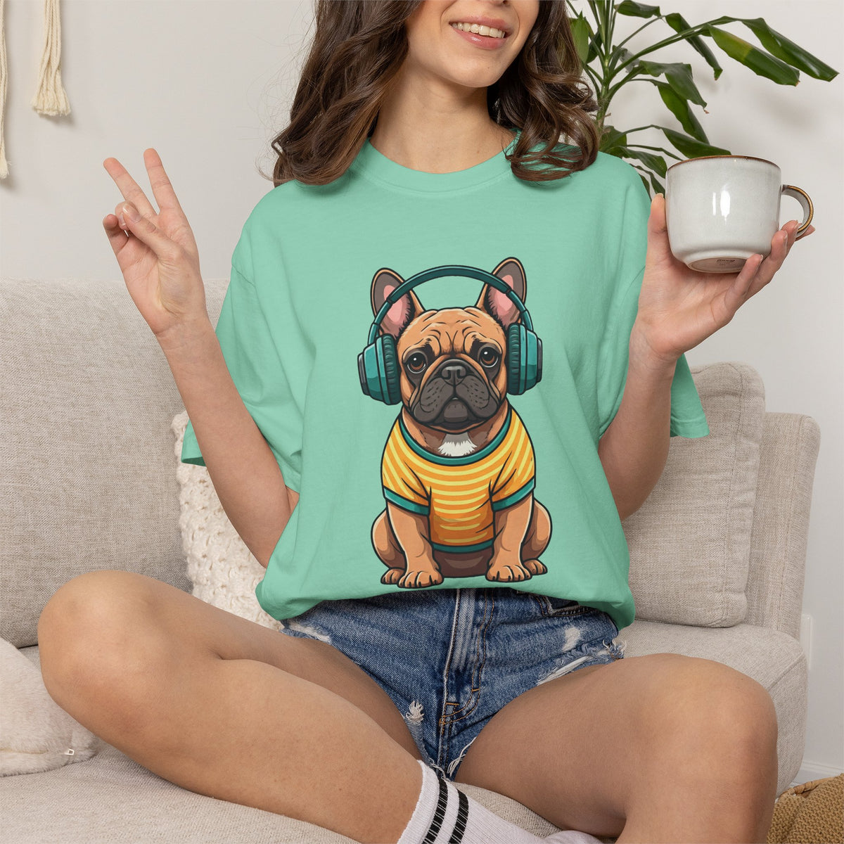 Unbothered Beats  - The Retro French Bulldog Tee
