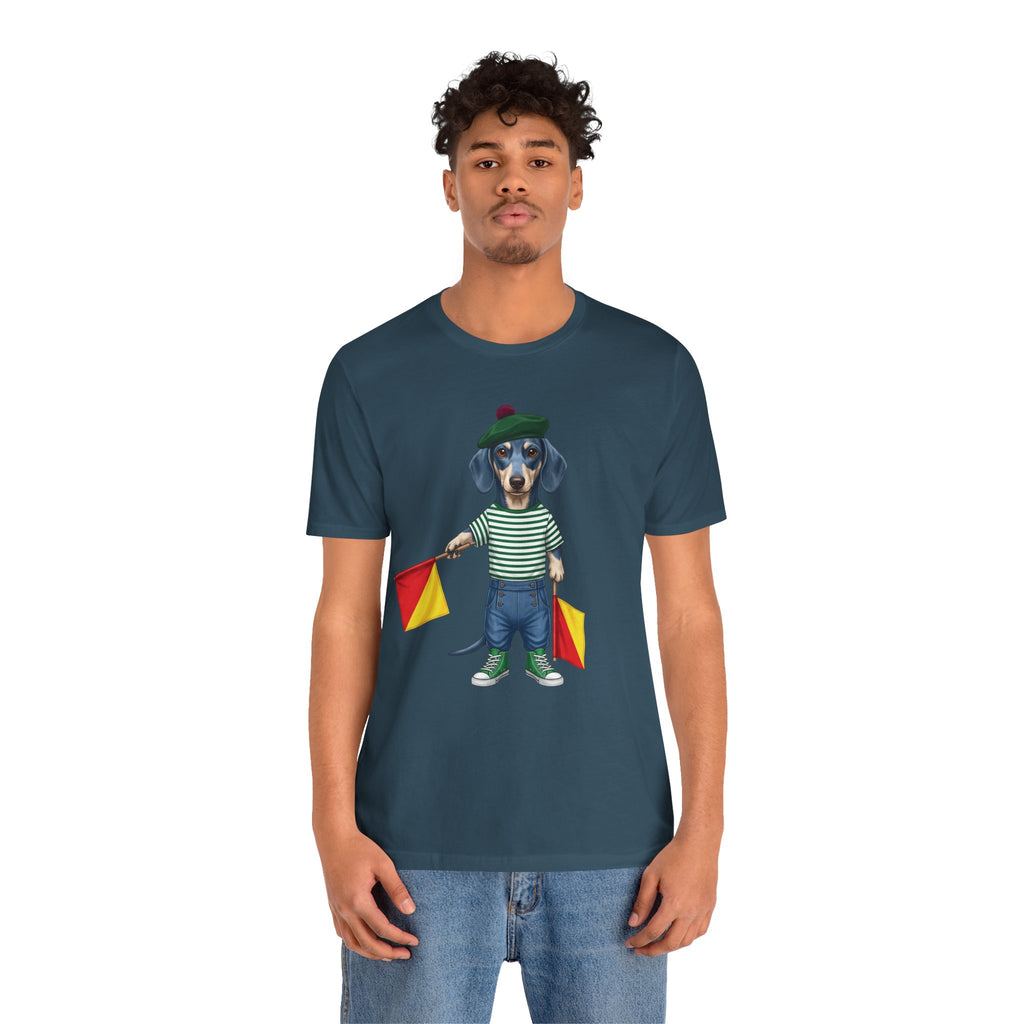 A is for Ayers Rock: Blue Dachshund Semaphore Graphic Tee