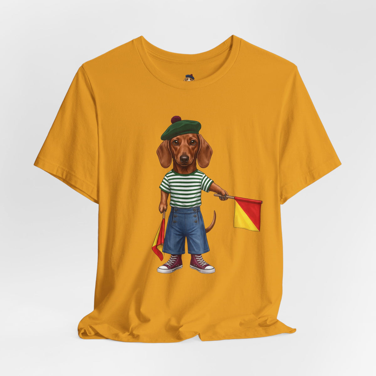 Semaphore Dachshund Graphic Unisex T-Shirt – Letter B | Maritime Signal Dog Tee