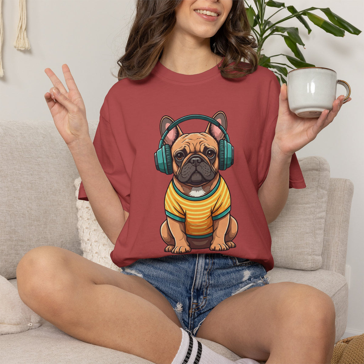 Unbothered Beats  - The Retro French Bulldog Tee