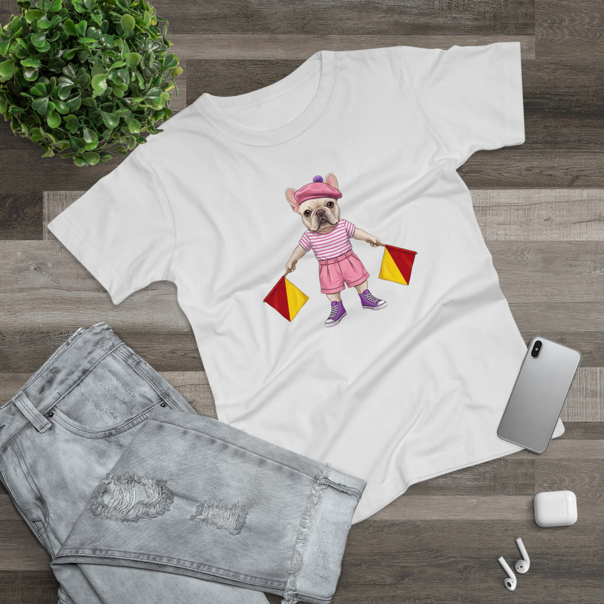 The Signal Frenchie: Semaphore Letter "M" Graphic Tee – Chic Analog Survival Wear