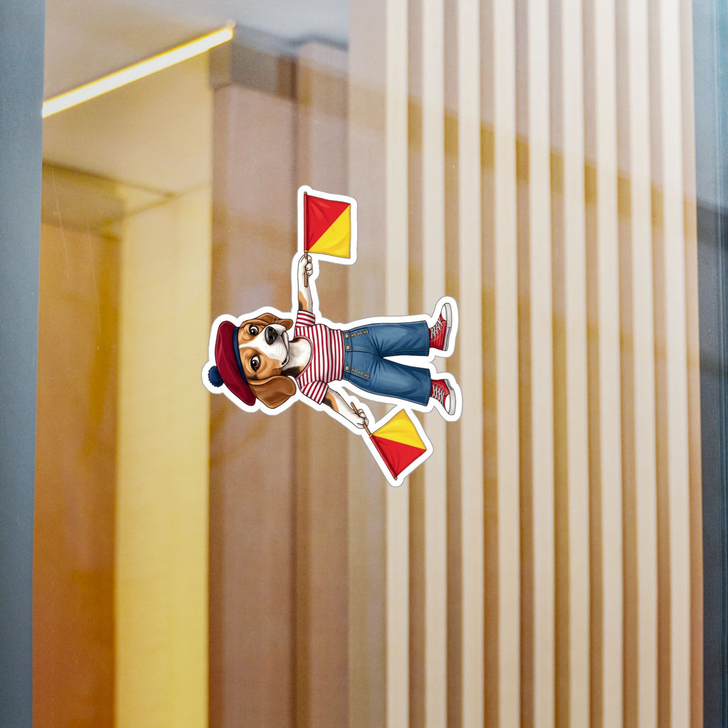 Semaphore Beagle ‘M’ Kiss-Cut Vinyl Sticker | Dispatches from Australia