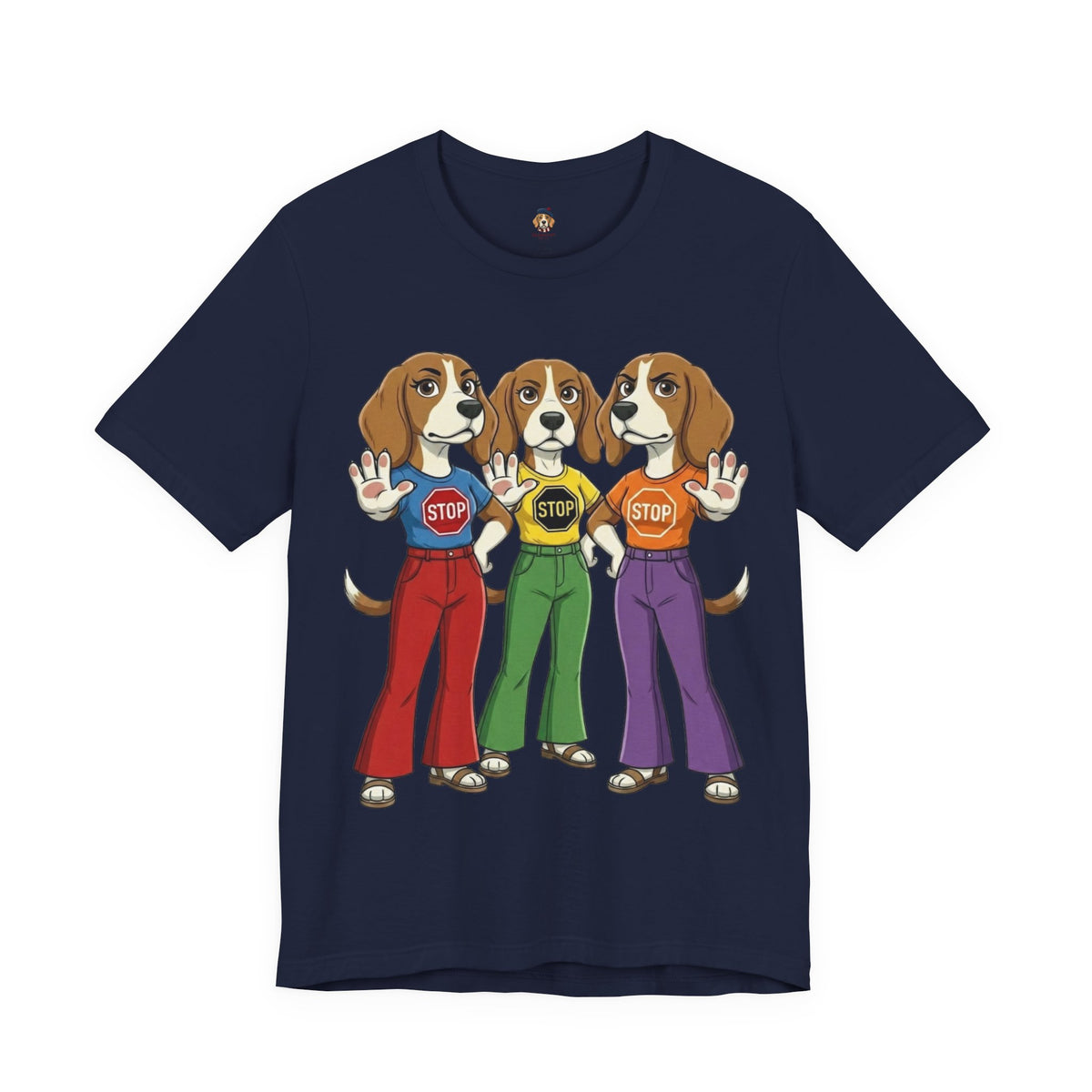 Beagle Stop Sign Trio T-Shirt — Say No to Gender Violence