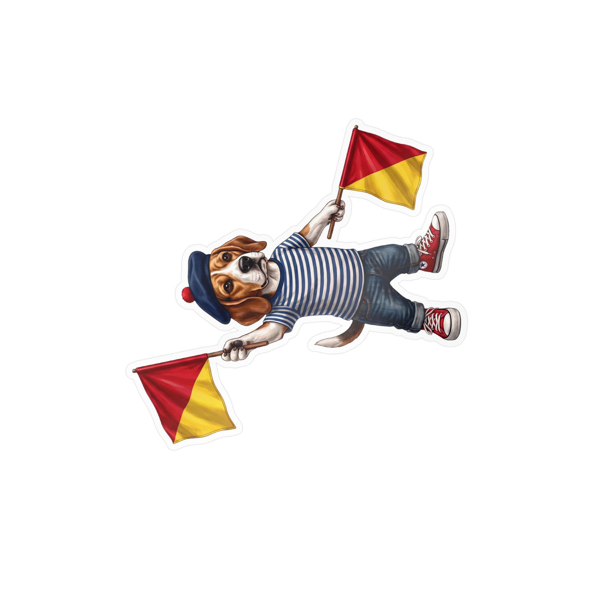 Semaphore Beagle ‘Letter K’ Vinyl Sticker – Waterproof Nautical Dog Decal | Wild Follies