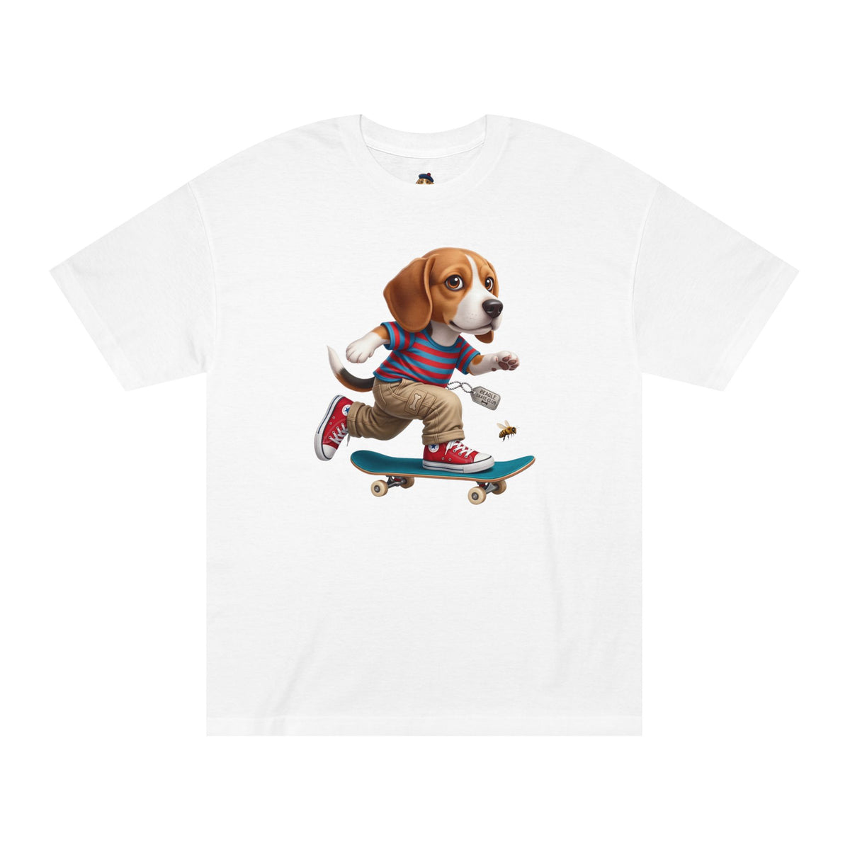 Skateboarding Beagle Unisex T-Shirt – Retro Skate Dog Graphic Tee