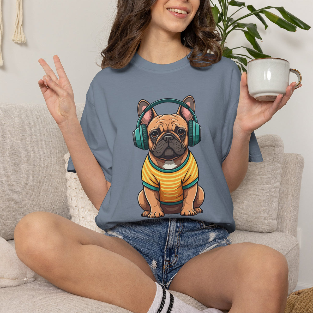 Unbothered Beats  - The Retro French Bulldog Tee