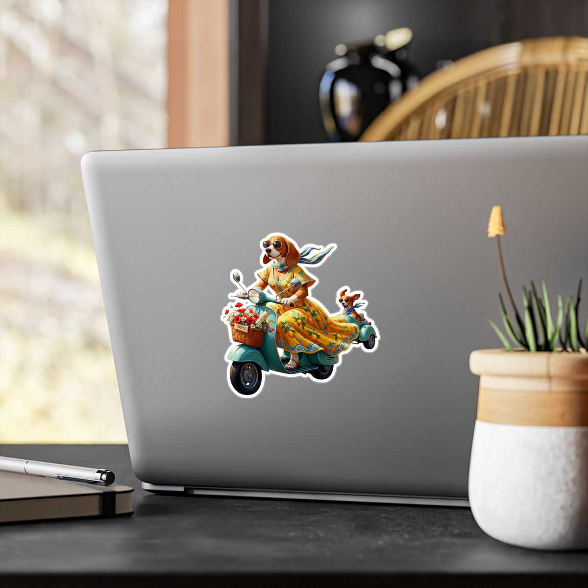 Amalfi Dolce Vita Dog Scooter Kiss-Cut Vinyl Decal