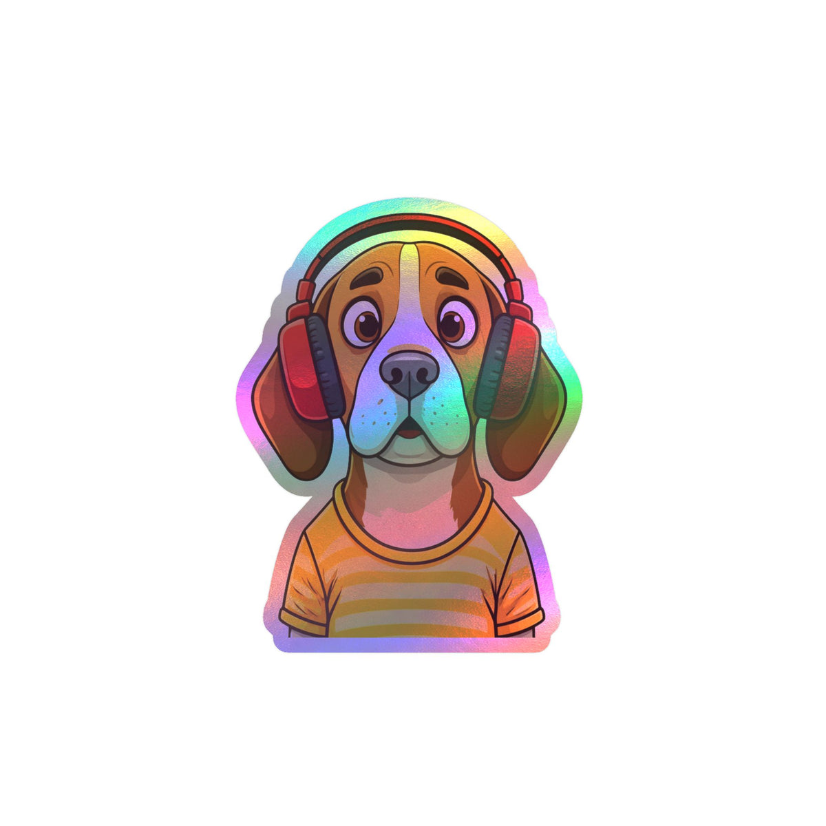 The Startled Hound - Beagle with Headphones Kiss-Cut Vinyl Sticker