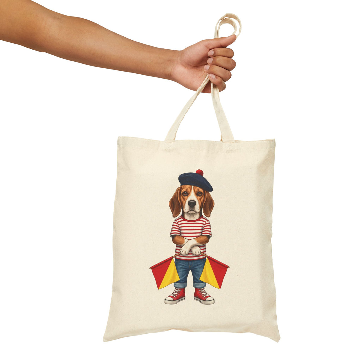 "Hard Stop" Semaphore Beagle Canvas Tote