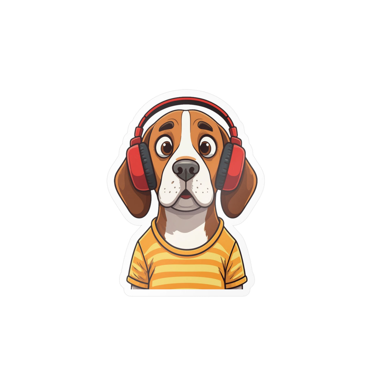 The Startled Hound - Beagle with Headphones Kiss-Cut Vinyl Sticker