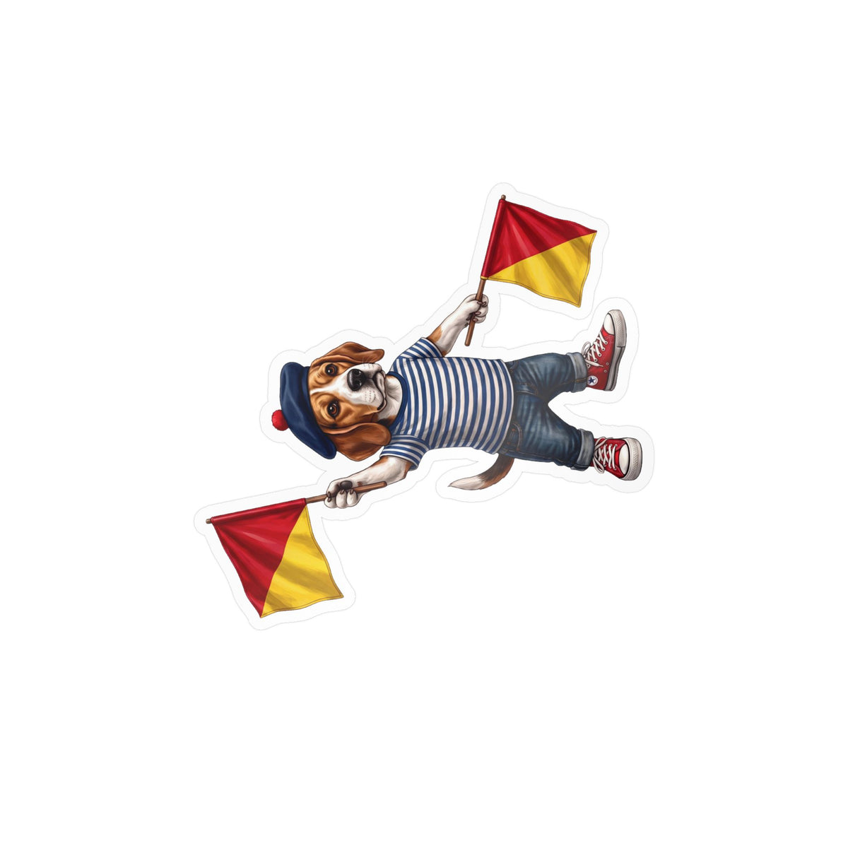 Semaphore Beagle ‘Letter K’ Vinyl Sticker – Waterproof Nautical Dog Decal | Wild Follies