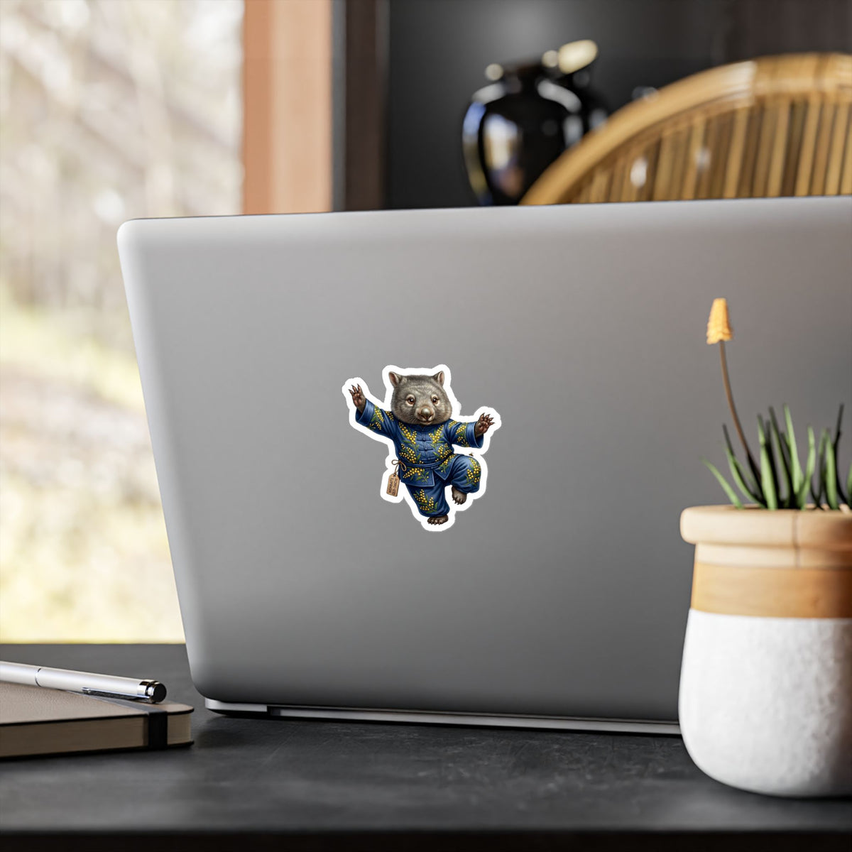 Wombat Tai Chi Artist Vinyl Sticker — Cute Kung Fu Animal Kiss-Cut Decal