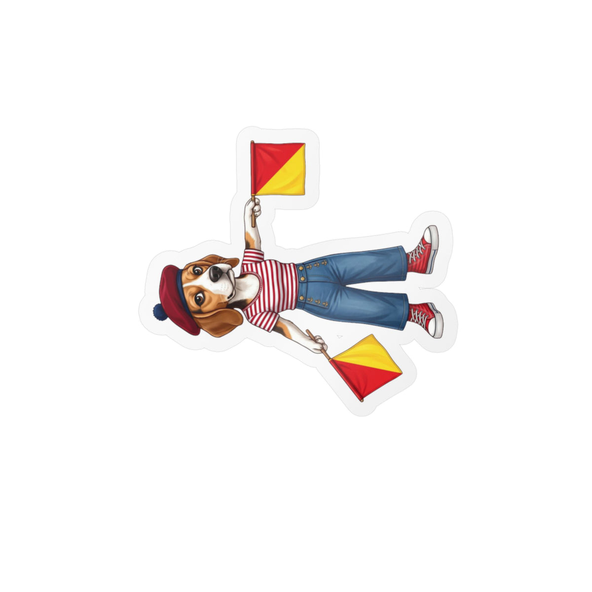 Semaphore Beagle ‘M’ Kiss-Cut Vinyl Sticker | Dispatches from Australia