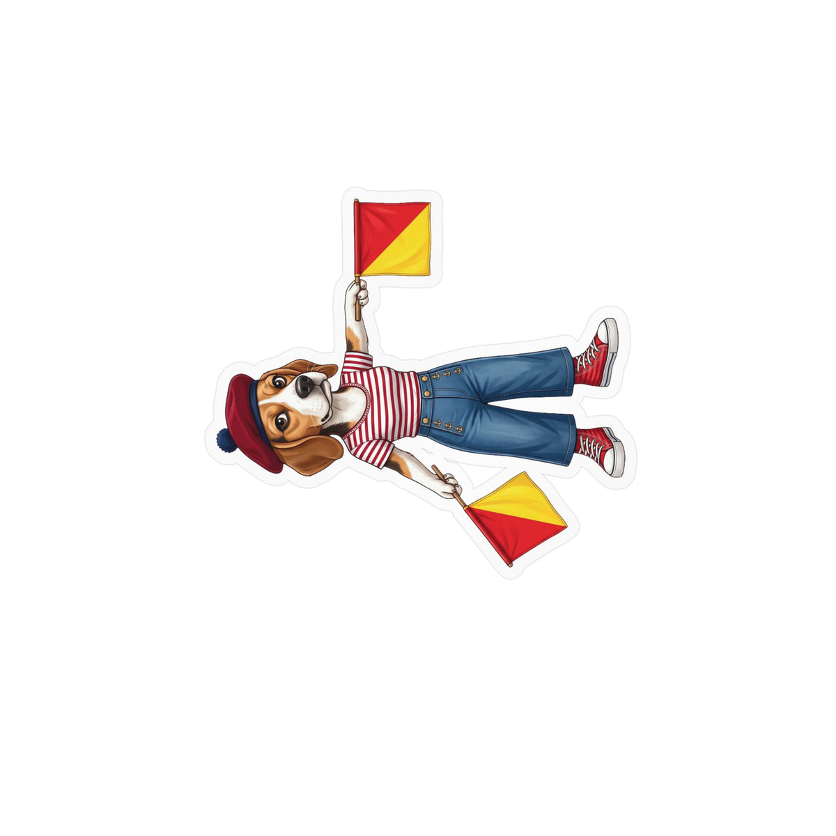 Semaphore Beagle ‘M’ Kiss-Cut Vinyl Sticker | Dispatches from Australia