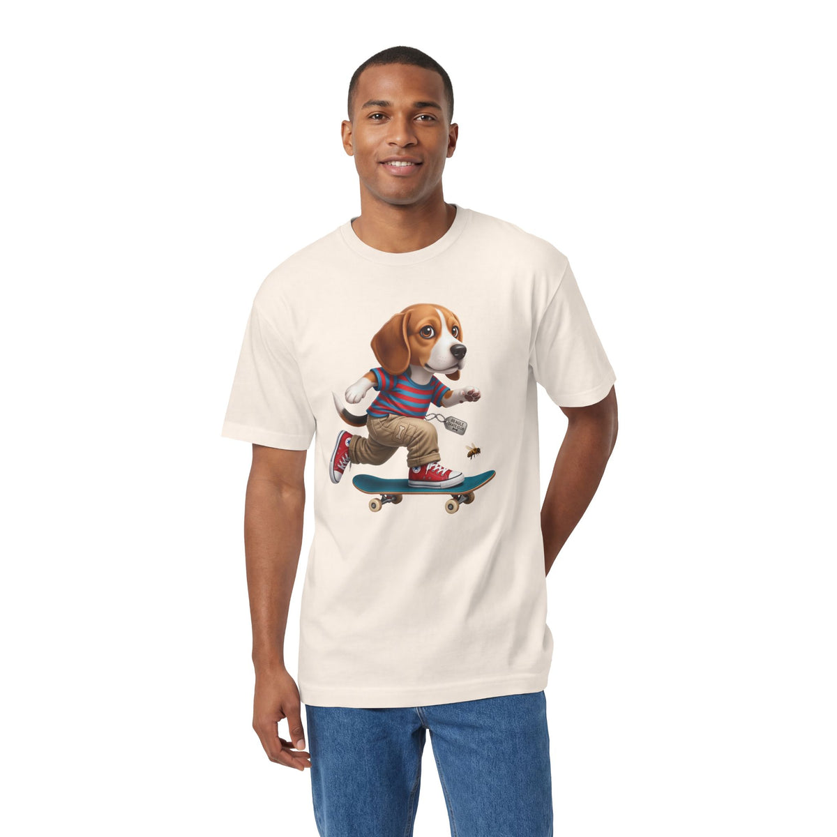 Skateboarding Beagle Unisex T-Shirt – Retro Skate Dog Graphic Tee