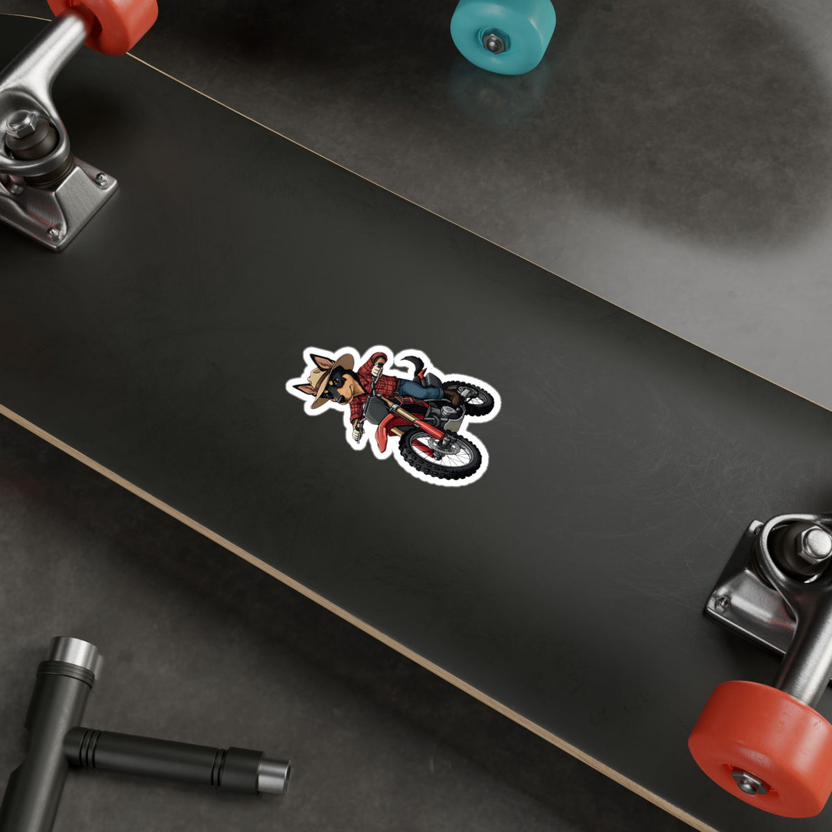 Dirt Bike Kelpie Vinyl Sticker — Kiss-Cut Decal for Helmets, Laptops & Water Bottles