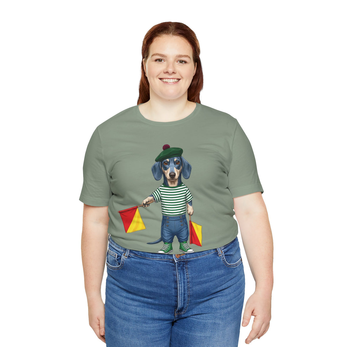 A is for Ayers Rock: Blue Dachshund Semaphore Graphic Tee