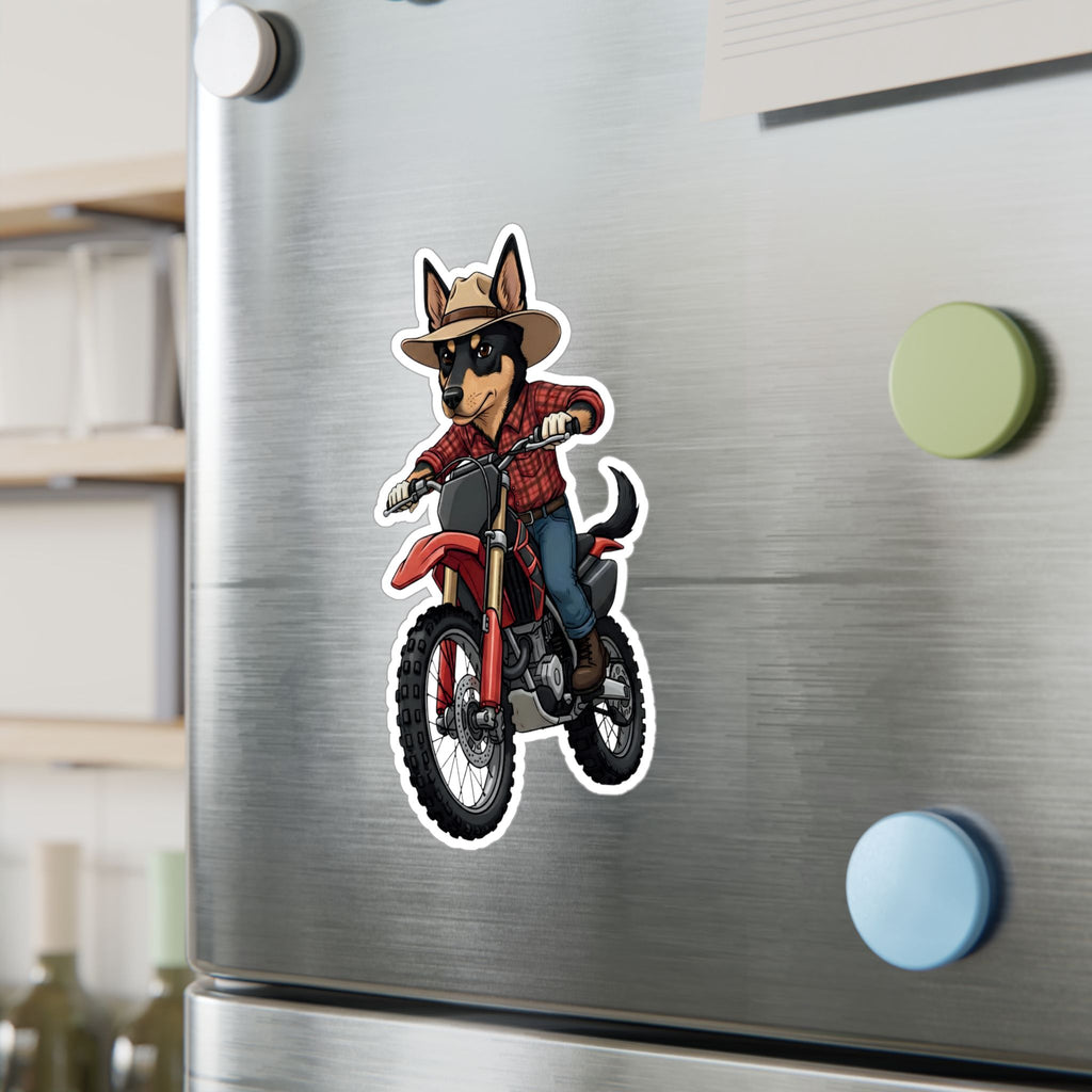 Dirt Bike Kelpie Vinyl Sticker — Kiss-Cut Decal for Helmets, Laptops & Water Bottles