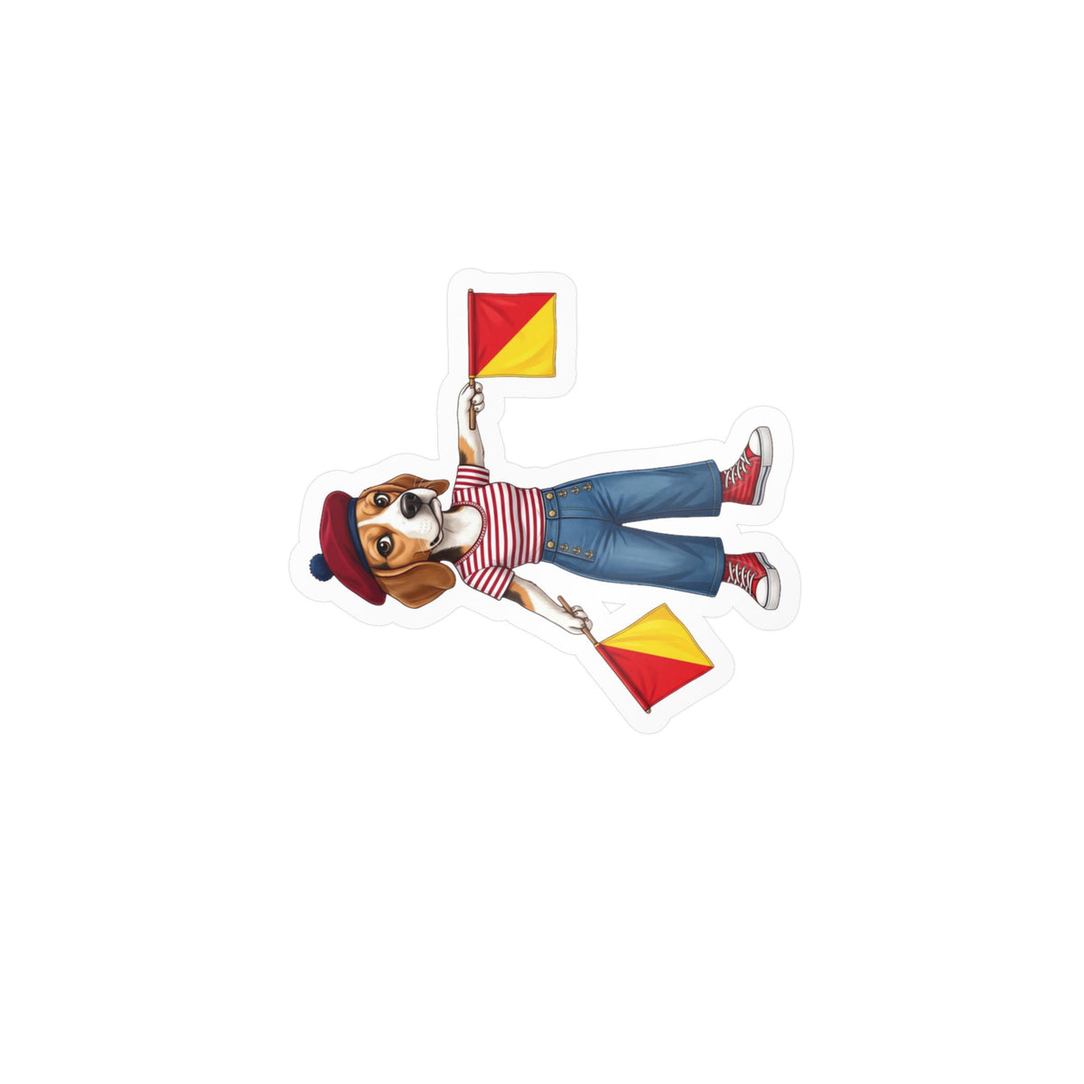 Semaphore Beagle ‘M’ Kiss-Cut Vinyl Sticker | Dispatches from Australia