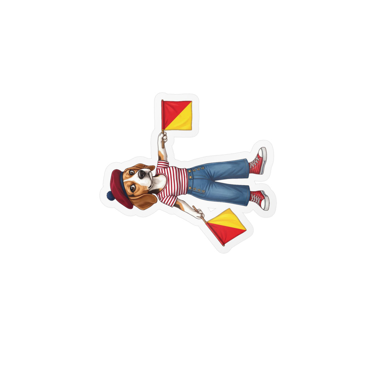 Semaphore Beagle ‘M’ Kiss-Cut Vinyl Sticker | Dispatches from Australia