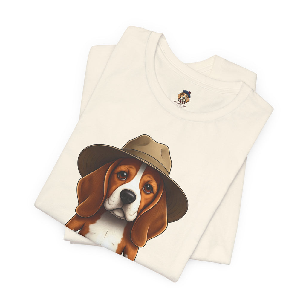 Beagle Aussie Summer Tee - Cute Dog in Akubra Hat & Australian Flag Shorts