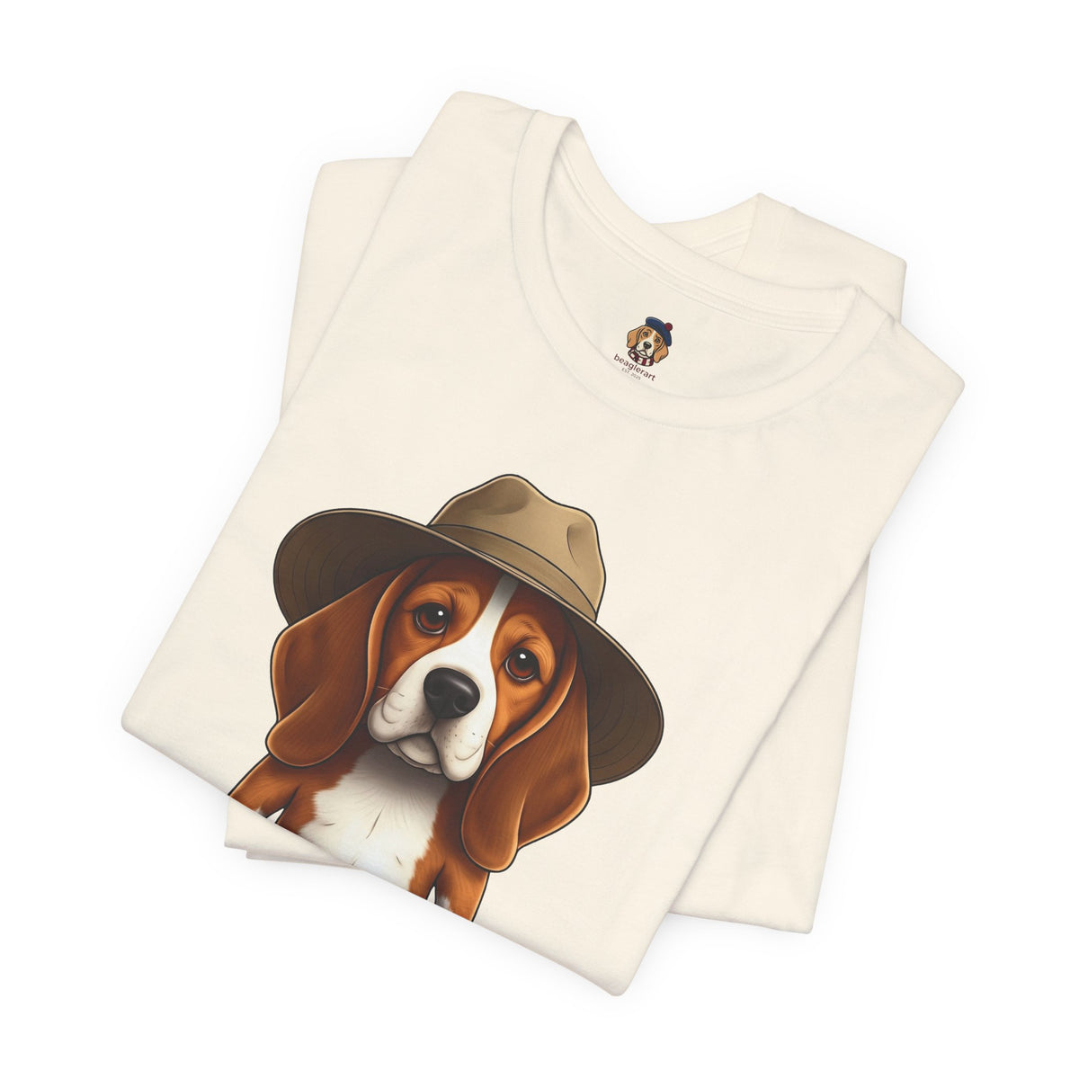 Beagle Aussie Summer Tee - Cute Dog in Akubra Hat & Australian Flag Shorts