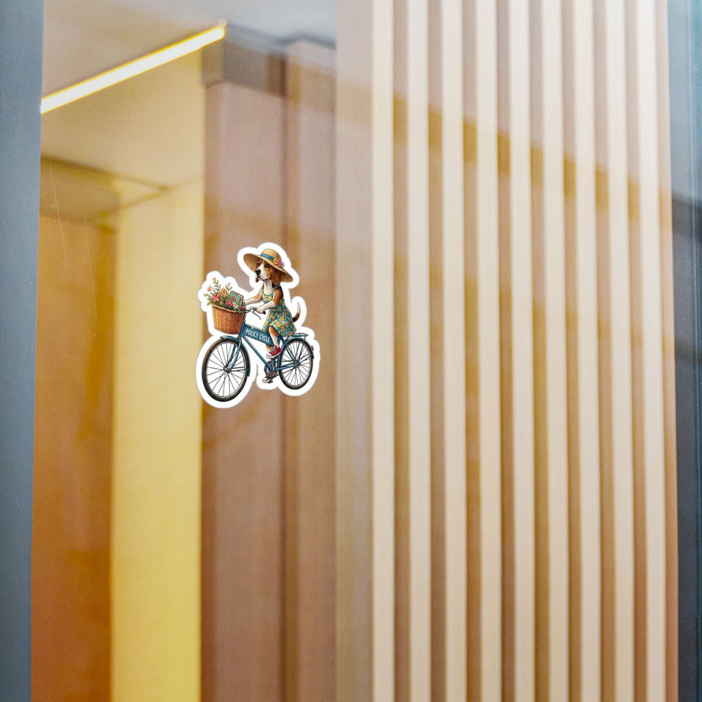 Policy Cycle Dog on Bicycle Vinyl Decal