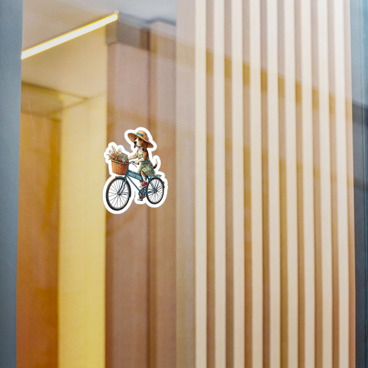 Policy Cycle Dog on Bicycle Vinyl Decal