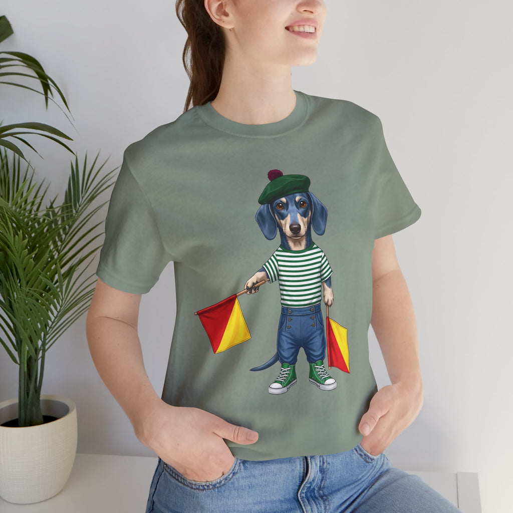 A is for Ayers Rock: Blue Dachshund Semaphore Graphic Tee