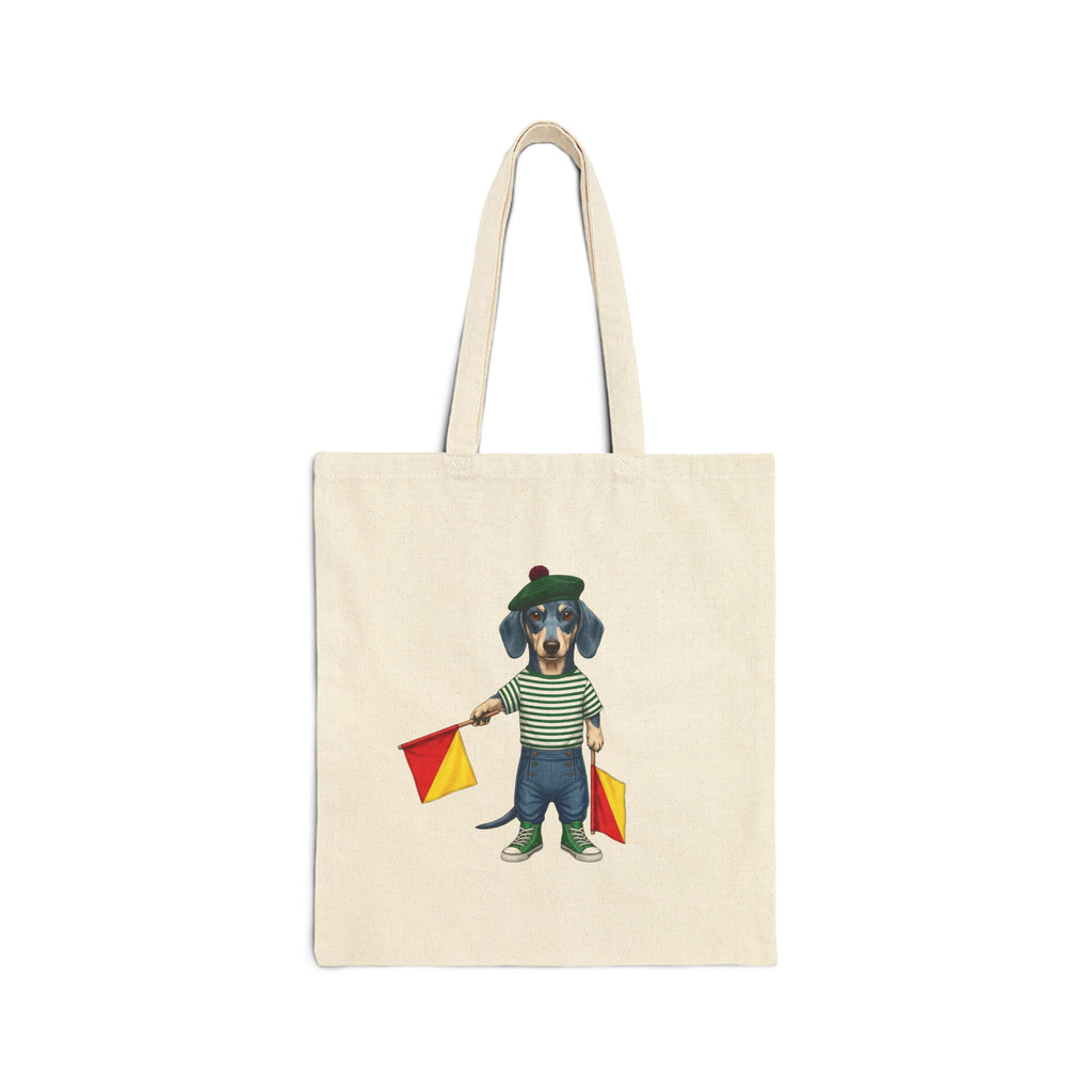 Semaphore Dachshund ‘B’ Heavyweight Canvas Tote Bag | Dispatches from Australia
