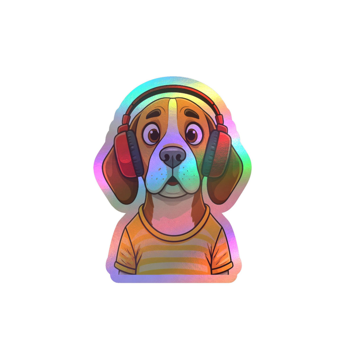 The Startled Hound - Beagle with Headphones Kiss-Cut Vinyl Sticker