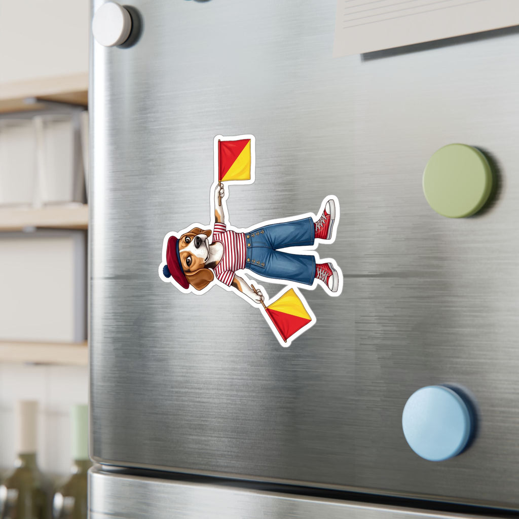 Semaphore Beagle ‘M’ Kiss-Cut Vinyl Sticker | Dispatches from Australia