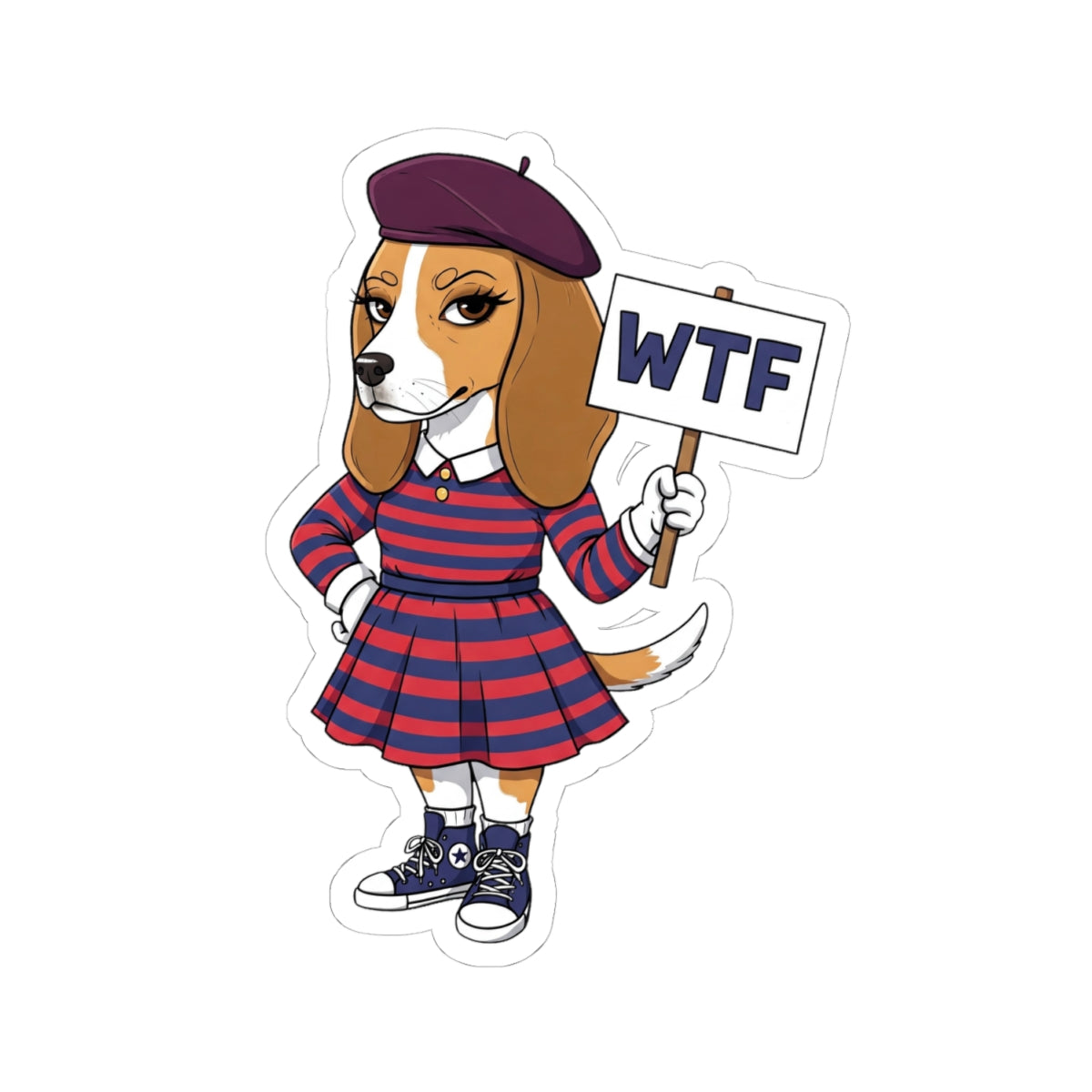 WTF Beagle Sticker — Kiss-Cut Vinyl