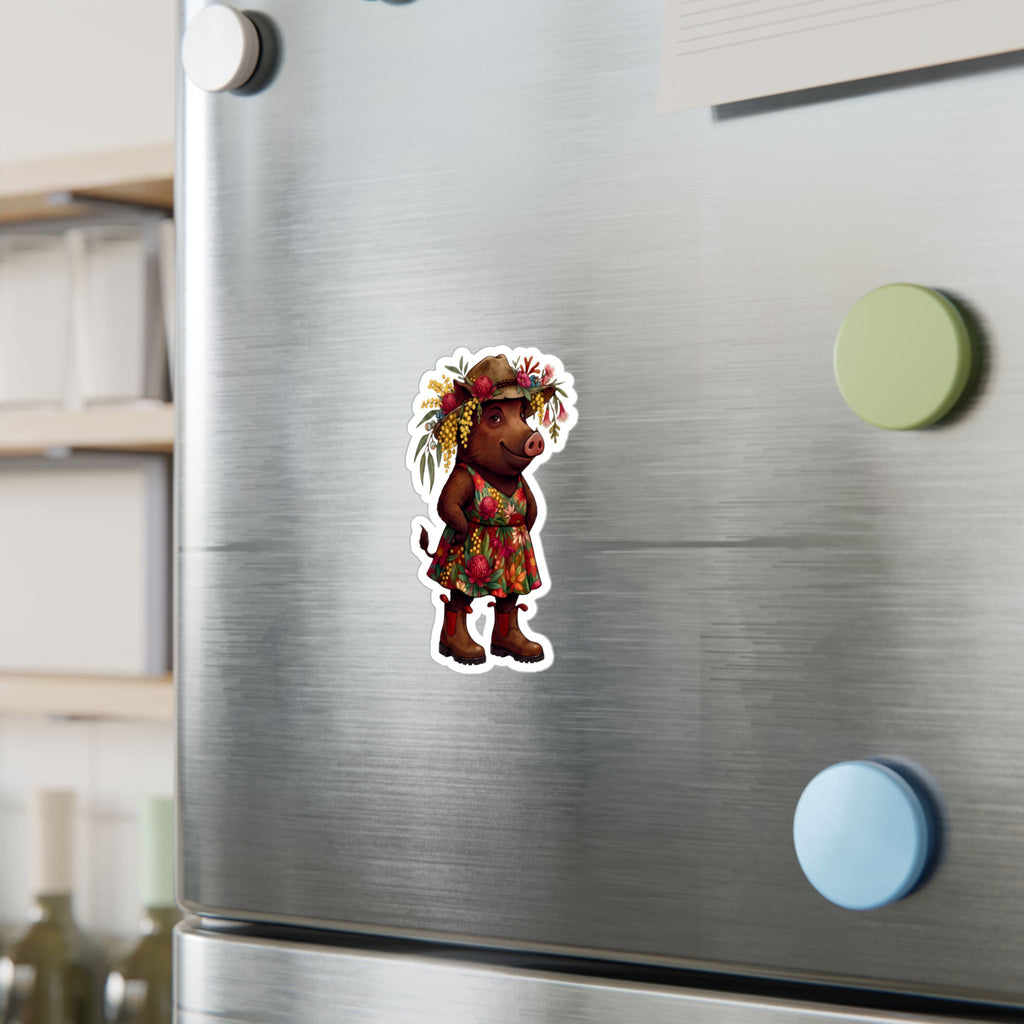 Boho Floral 'Bush Pig' Kiss-Cut Vinyl Sticker