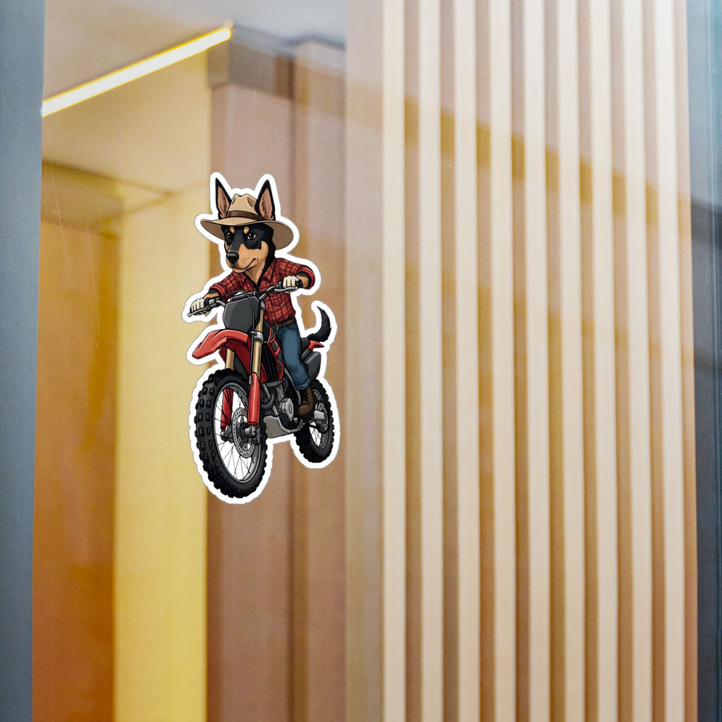 Dirt Bike Kelpie Vinyl Sticker — Kiss-Cut Decal for Helmets, Laptops & Water Bottles