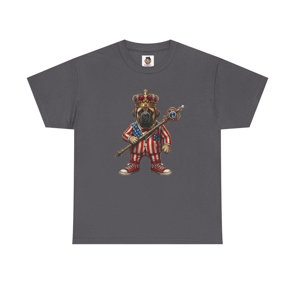 No Kings tee — Stars & Stripes American Mastiff in Crown (Democracy Reminder)