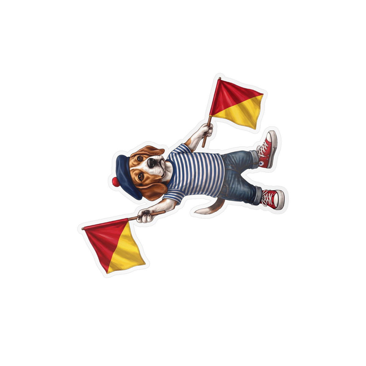 Semaphore Beagle ‘Letter K’ Vinyl Sticker – Waterproof Nautical Dog Decal | Wild Follies