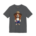 Beagle Aussie Summer Tee - Cute Dog in Akubra Hat & Australian Flag Shorts