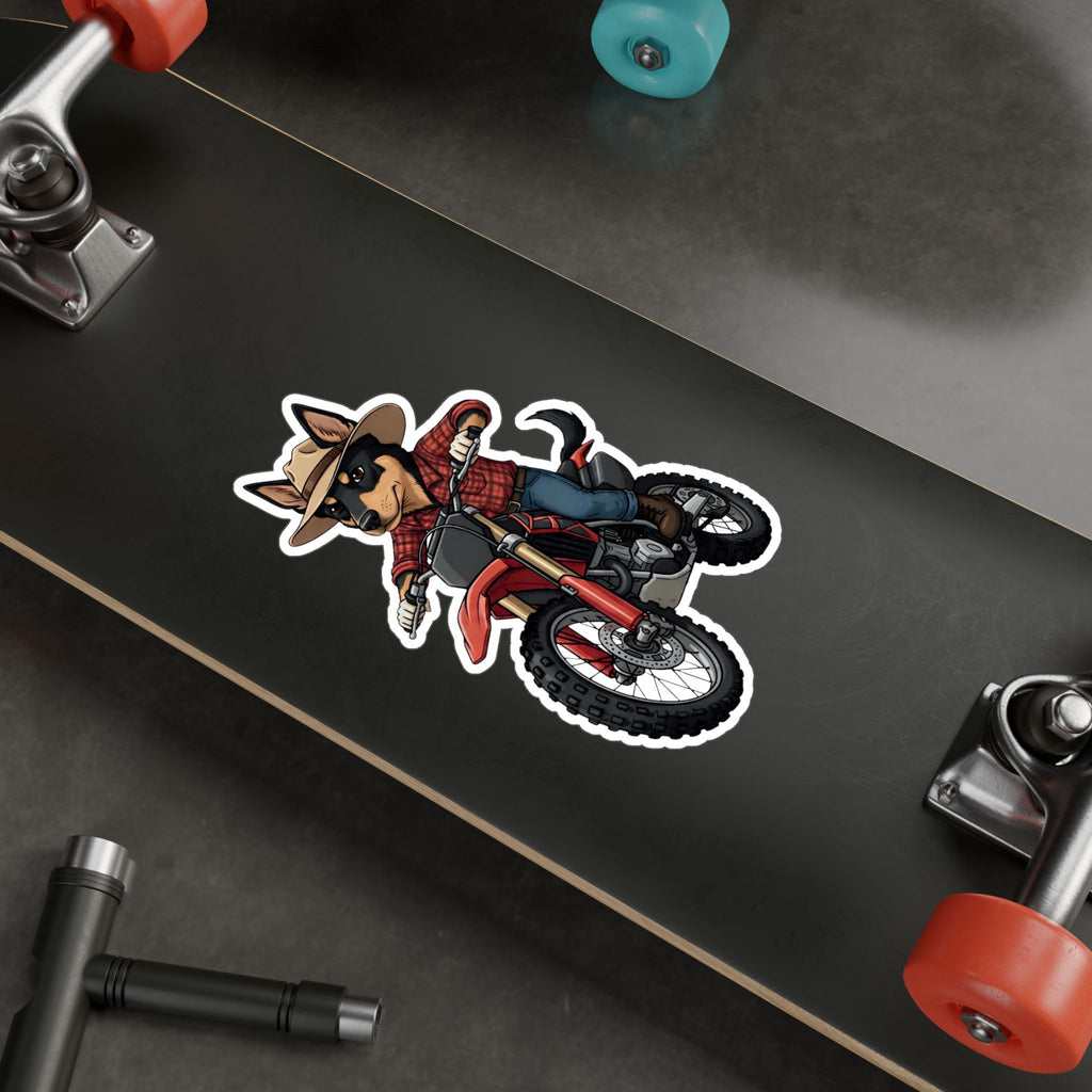 Dirt Bike Kelpie Vinyl Sticker — Kiss-Cut Decal for Helmets, Laptops & Water Bottles